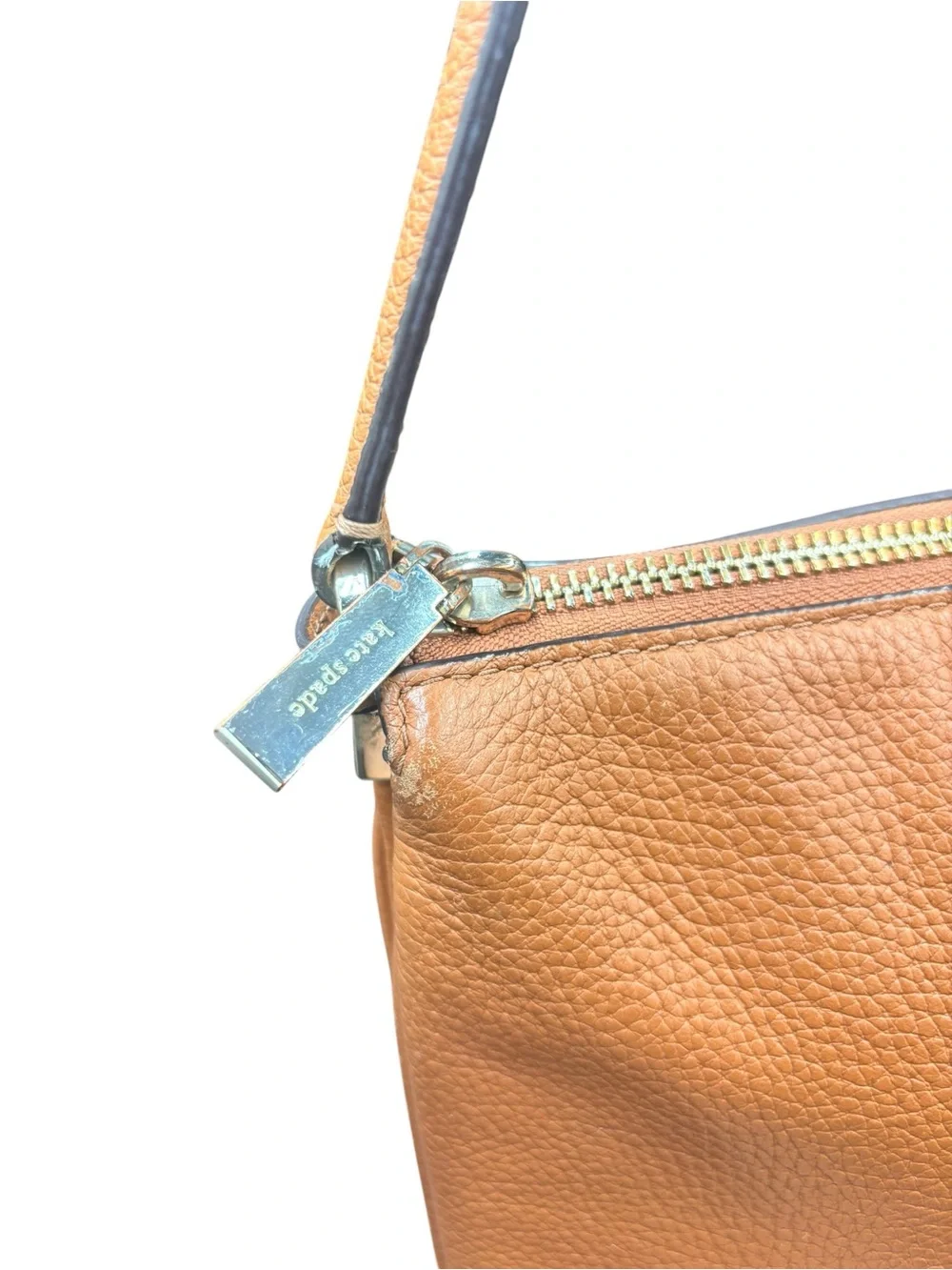 Kate Spade Jackson Triple Gusset Cognac Leather Crossbody Bag